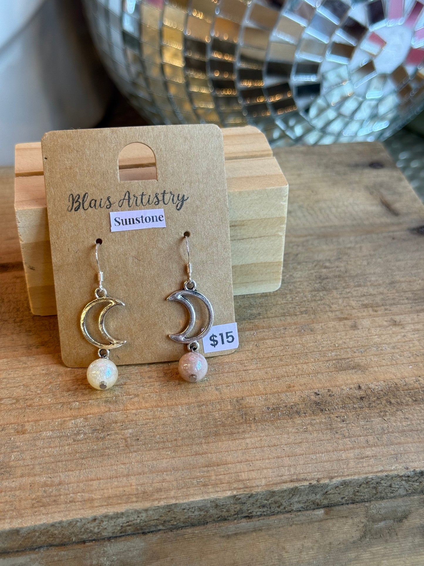 Sunstone Moon Earrings