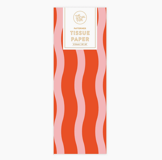 Tangy Red Fussy Stripe Tissue Paper