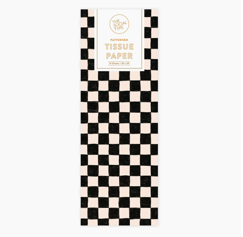 Black Checker Tissue Paper