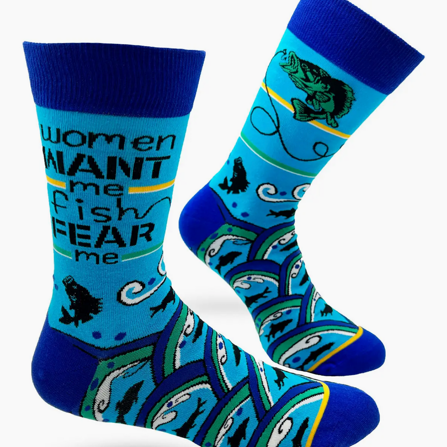 Women Want Me Fish Fear Me Men's Novelty Crew Socks