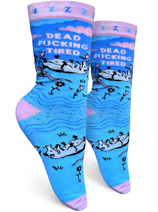 Dead Fucking Tired Womens Crew Socks