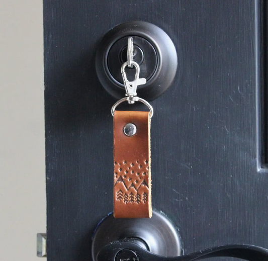 Mountain Sky Leather Keychain