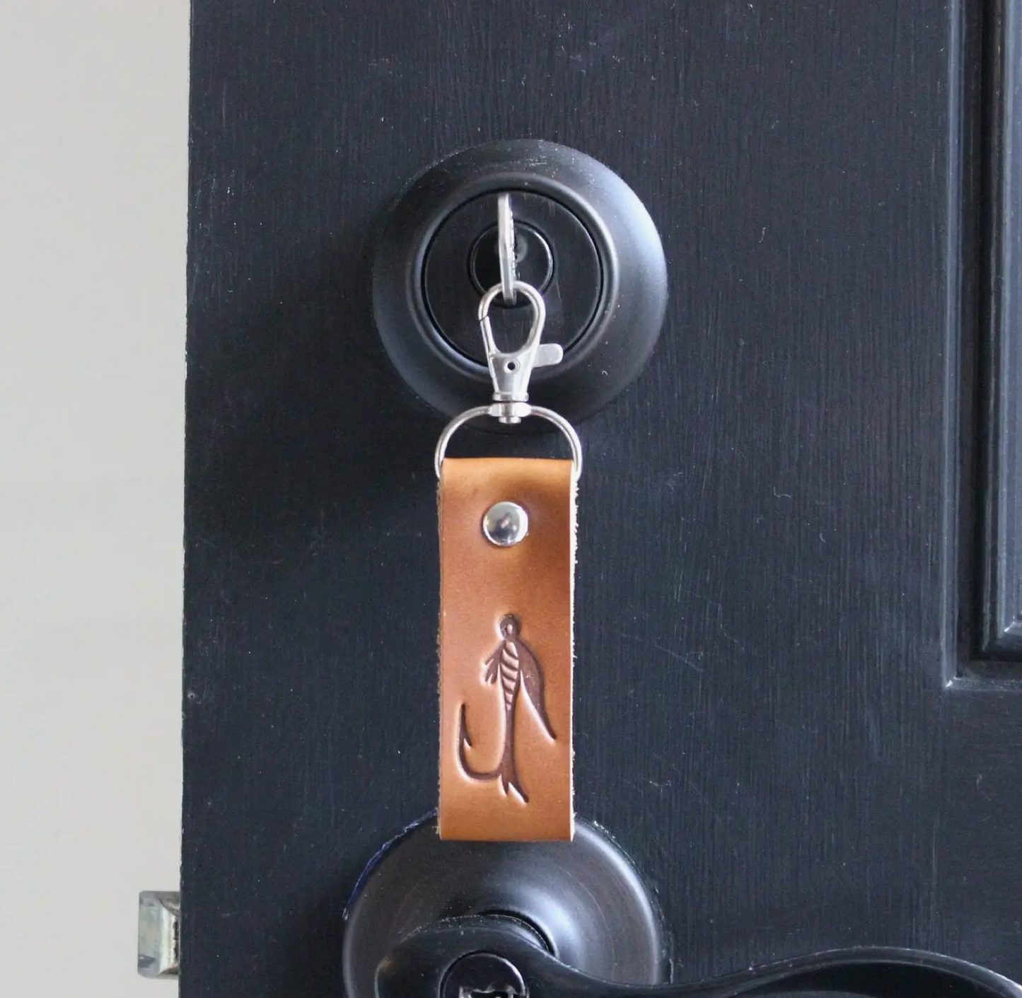 Fly Fishing Leather Keychain