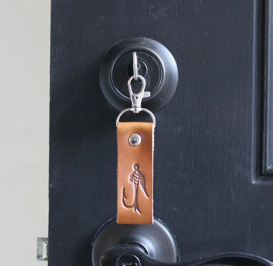Fly Fishing Leather Keychain