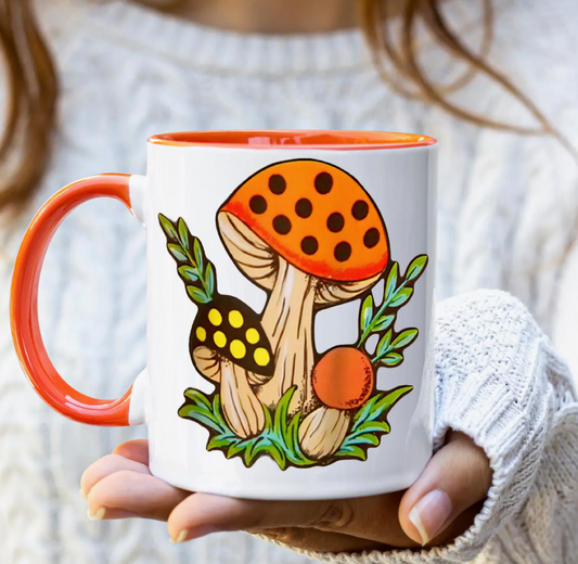 Vintage Orange Mushroom Mug