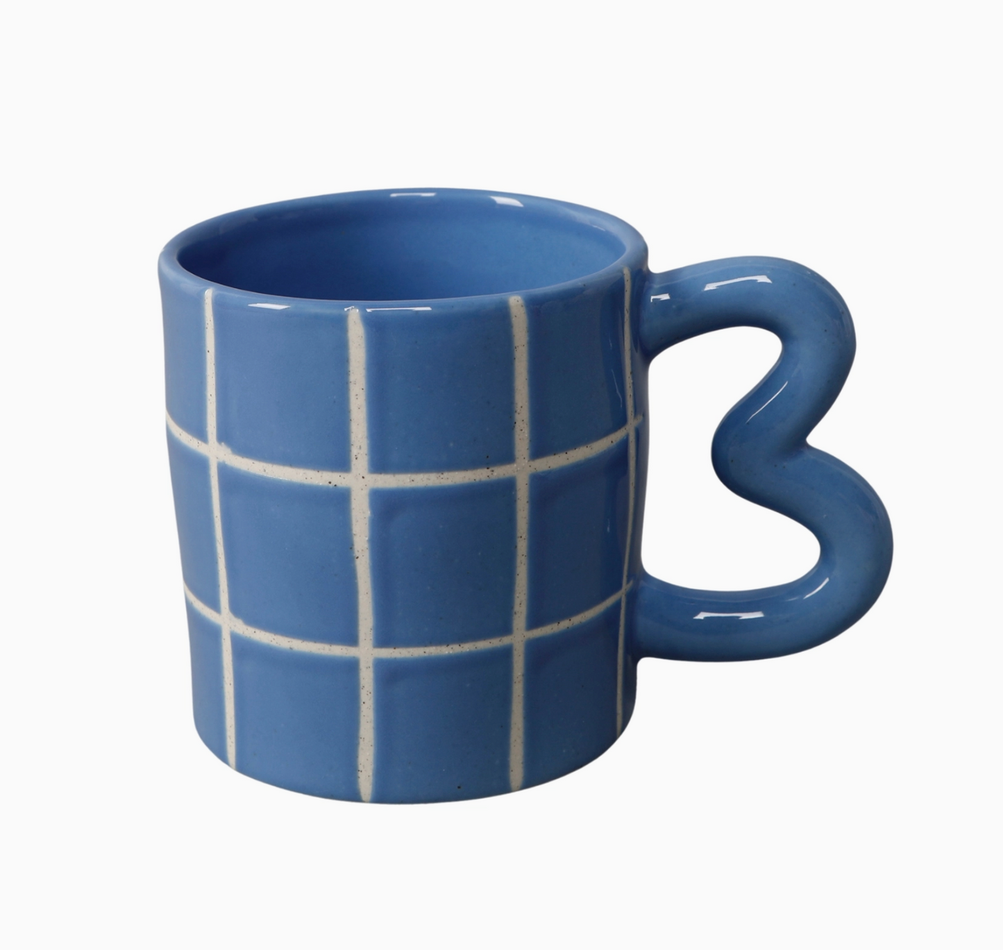 Blue Grid Ceramic Mug