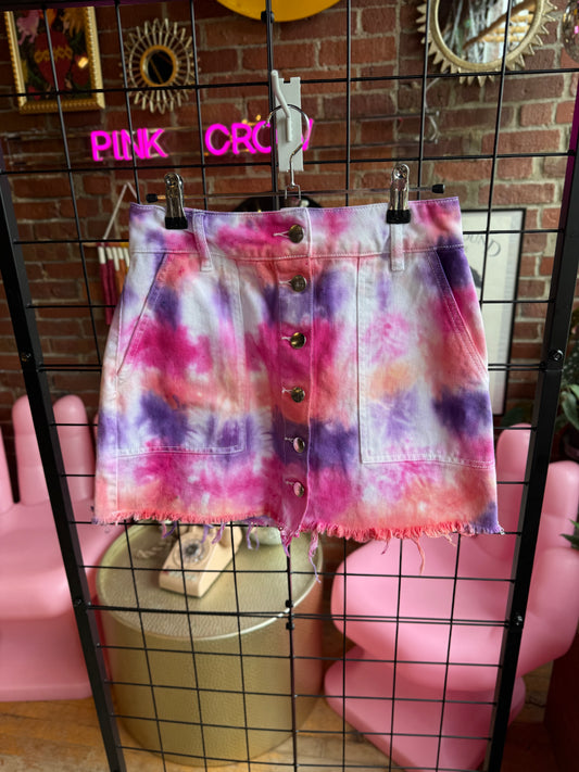 Hand Dyed Button Front Skirt