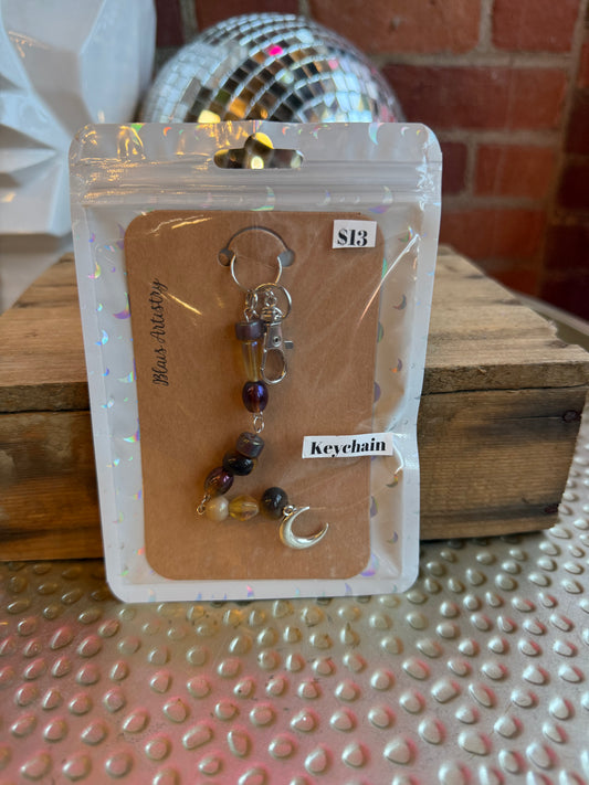 Beaded Moon Keychain