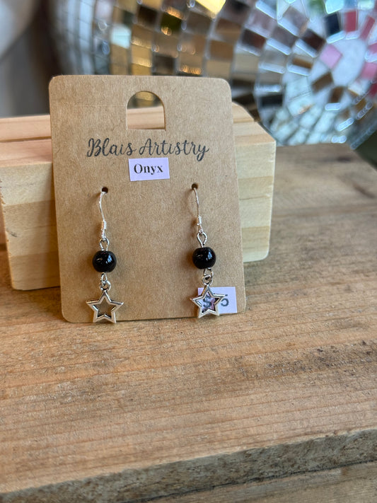 Onyx Star Earrings