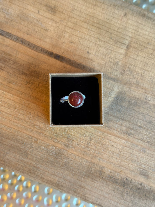 Red Agate Adjustable Ring