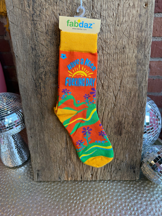Have A Nice F*cking Day Ladies' Novelty Crew Socks