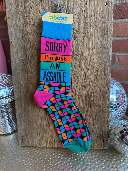 Sorry I'm Just An Asshole Men's Novelty Crew Socks