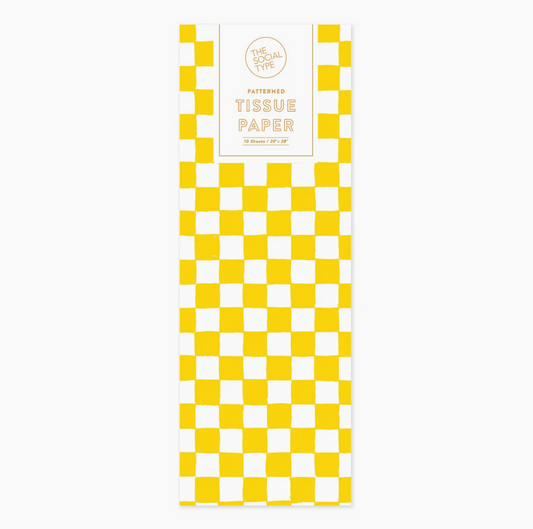 Yellow Checker Tissue Paper