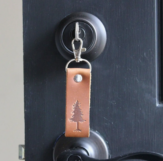 Pine Tree Leather Keychain