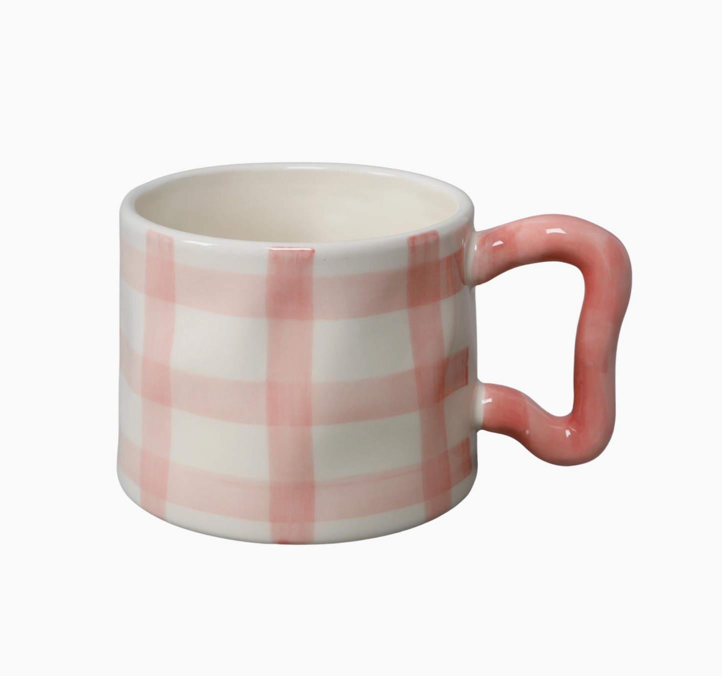 Pink Checkered Ceramic Mug